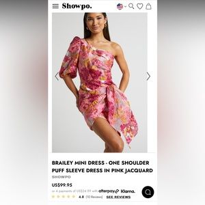 SHOWPO pink floral one shoulder mini dress